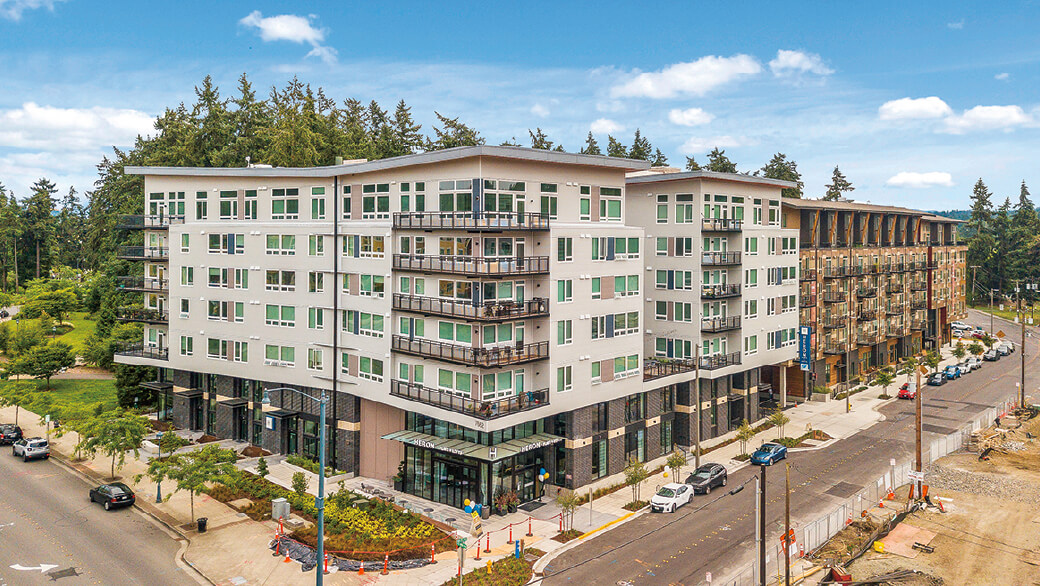 A photograph of a building featuring KMEW’s exterior cladding