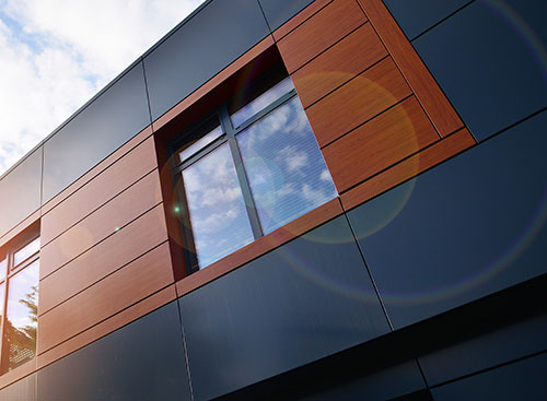 High pressure laminate facade panels