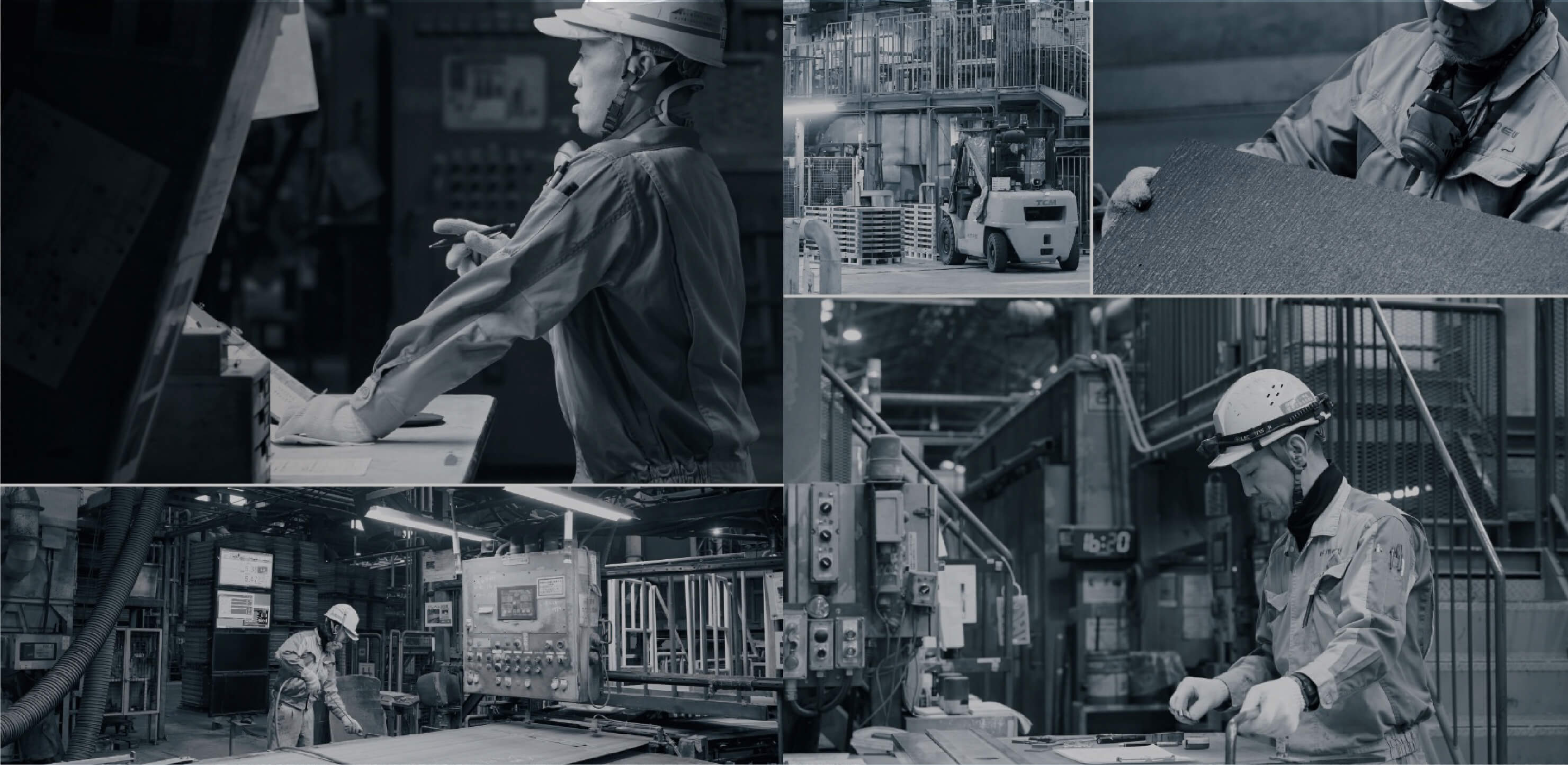 A collage of factory workers manufacturing wall materials, symbolising KMEW’s trusted craftsmanship and renowned Japanese quality.